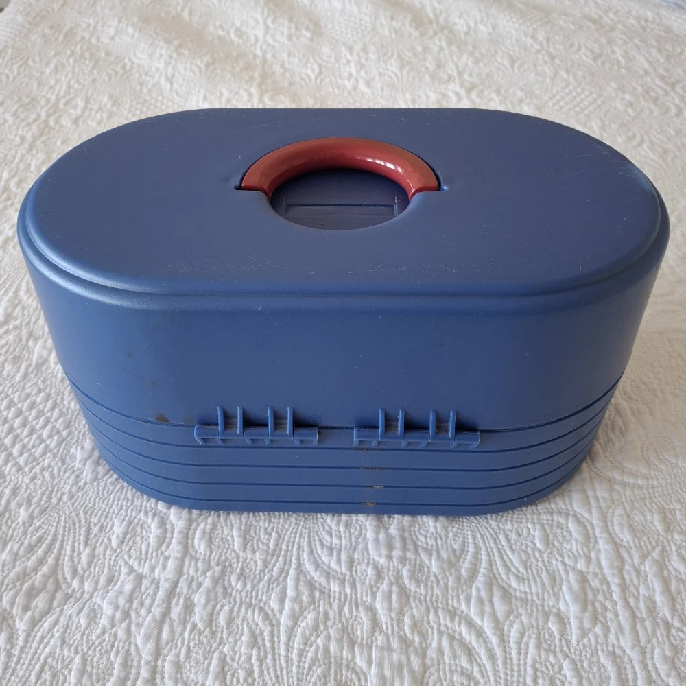 Women Bags Blue Carry Case with Pink Handle